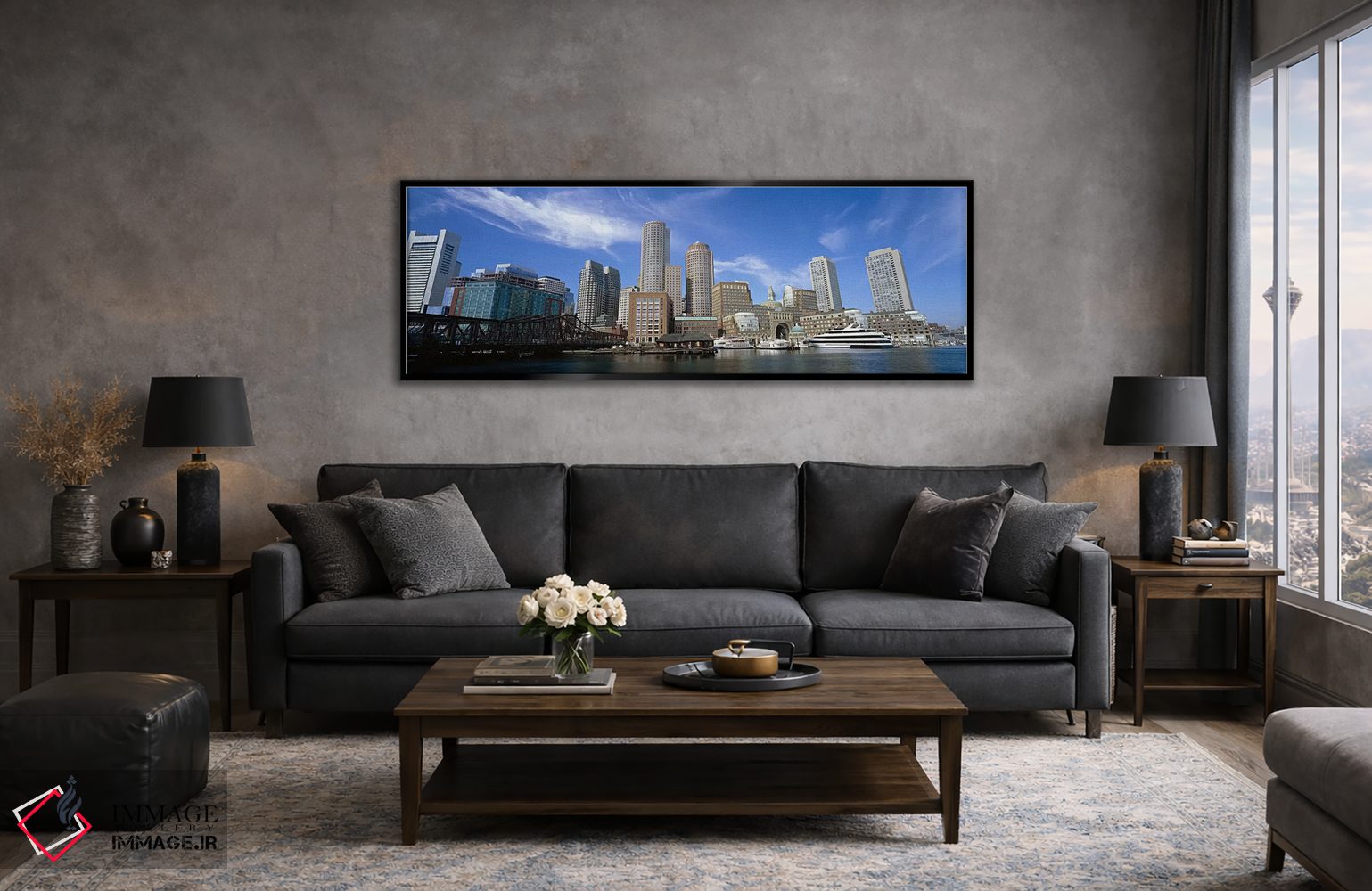 تابلو دکوراتیو Boston, Massachusetts, USA,آسمان خراش ها در حاشیه آب، ب… اثر پانورامیک ایمجز - D6B