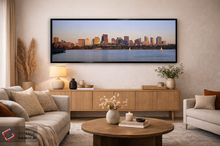 تابلو دکوراتیو Boston, Massachusetts, USA,آسمان خراش ها در حاشیه آب، ب… اثر پانورامیک ایمجز - D6B