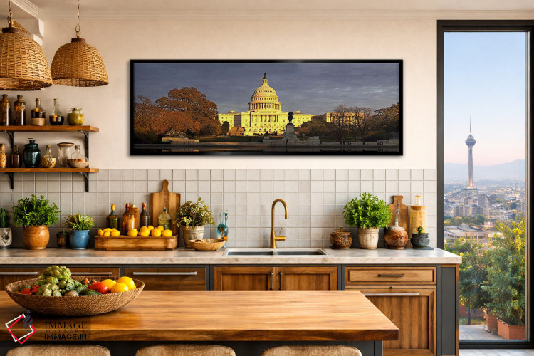 تابلو دکوراتیو Capitol Building, Washington DC, USA,حوضچه در مقابل ساخ… اثر پانورامیک ایمجز - D2B
