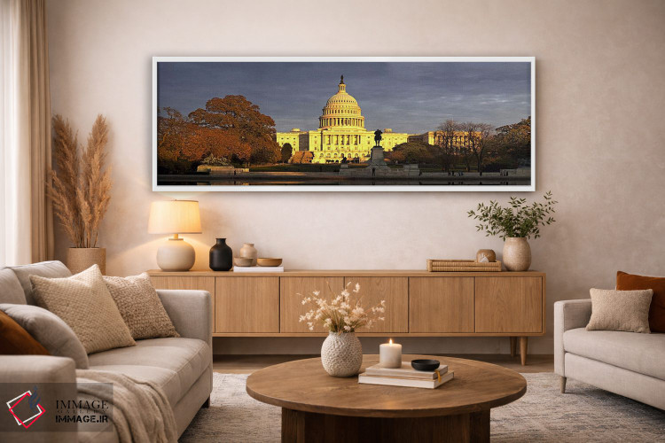 تابلو دکوراتیو Capitol Building, Washington DC, USA,حوضچه در مقابل ساخ… اثر پانورامیک ایمجز - D3W