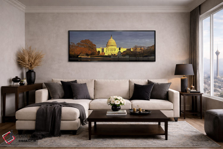 تابلو دکوراتیو Capitol Building, Washington DC, USA,حوضچه در مقابل ساخ… اثر پانورامیک ایمجز - D5B