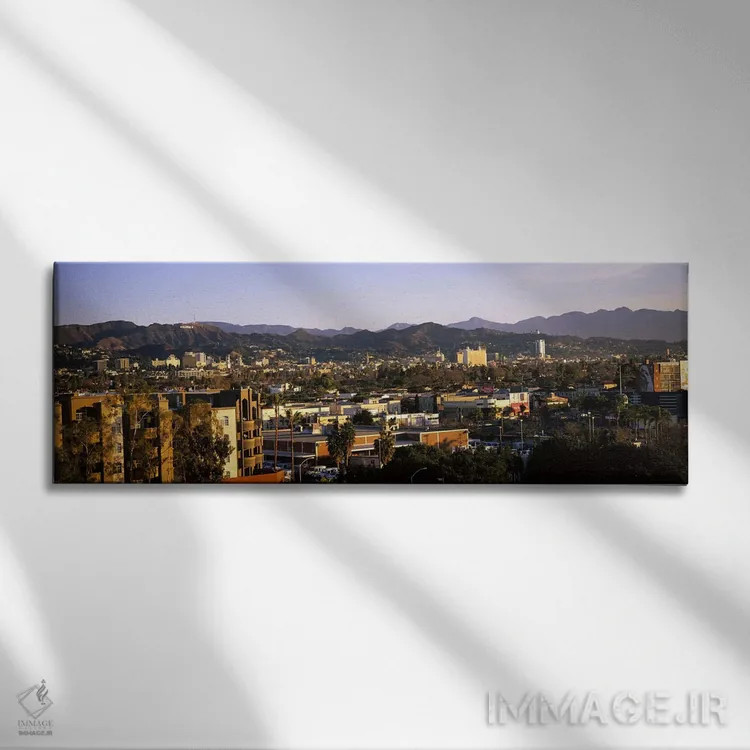 تابلو دکوراتیو City of Los Angeles, California, USA,نمای بالا از ساختم… اثر پانورامیک ایمجز - نمای روبهرو روی دیوار