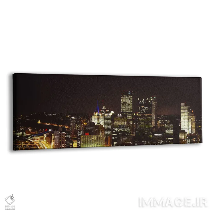 تابلو دکوراتیو USA,ساختمان های روشن در شب در شهر، پیتسبورگ، پنسیلوانیا… اثر پانورامیک ایمجز - نمای پرسپکتیو محصول