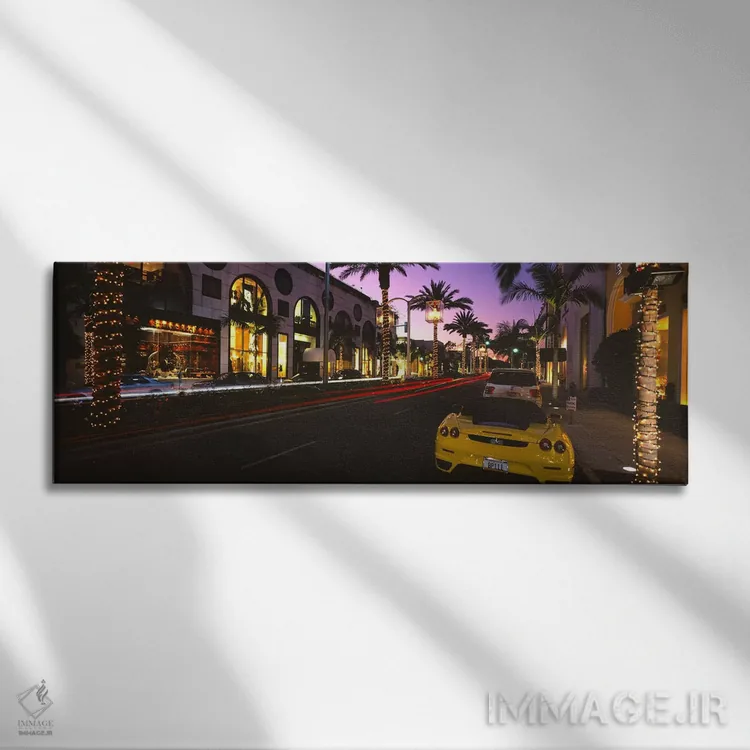 تابلو دکوراتیو City of Los Angeles, California, USA,خودروهای پارک شده… اثر پانورامیک ایمجز - نمای روبهرو روی دیوار
