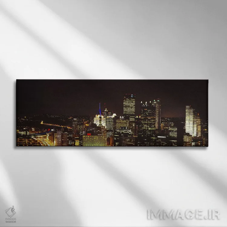 تابلو دکوراتیو USA,ساختمان های روشن در شب در شهر، پیتسبورگ، پنسیلوانیا… اثر پانورامیک ایمجز - نمای روبهرو روی دیوار