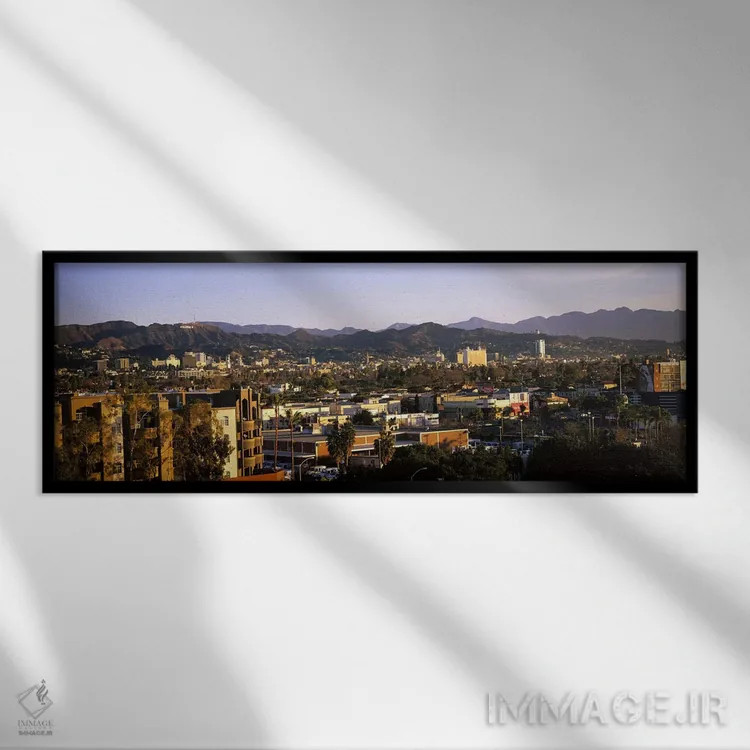 تابلو دکوراتیو City of Los Angeles, California, USA,نمای بالا از ساختم… اثر پانورامیک ایمجز - نمای قابدار مشکی