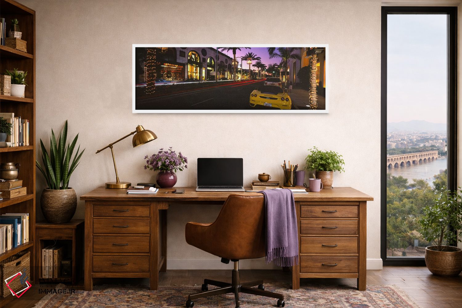 تابلو دکوراتیو City of Los Angeles, California, USA,خودروهای پارک شده… اثر پانورامیک ایمجز - D1W