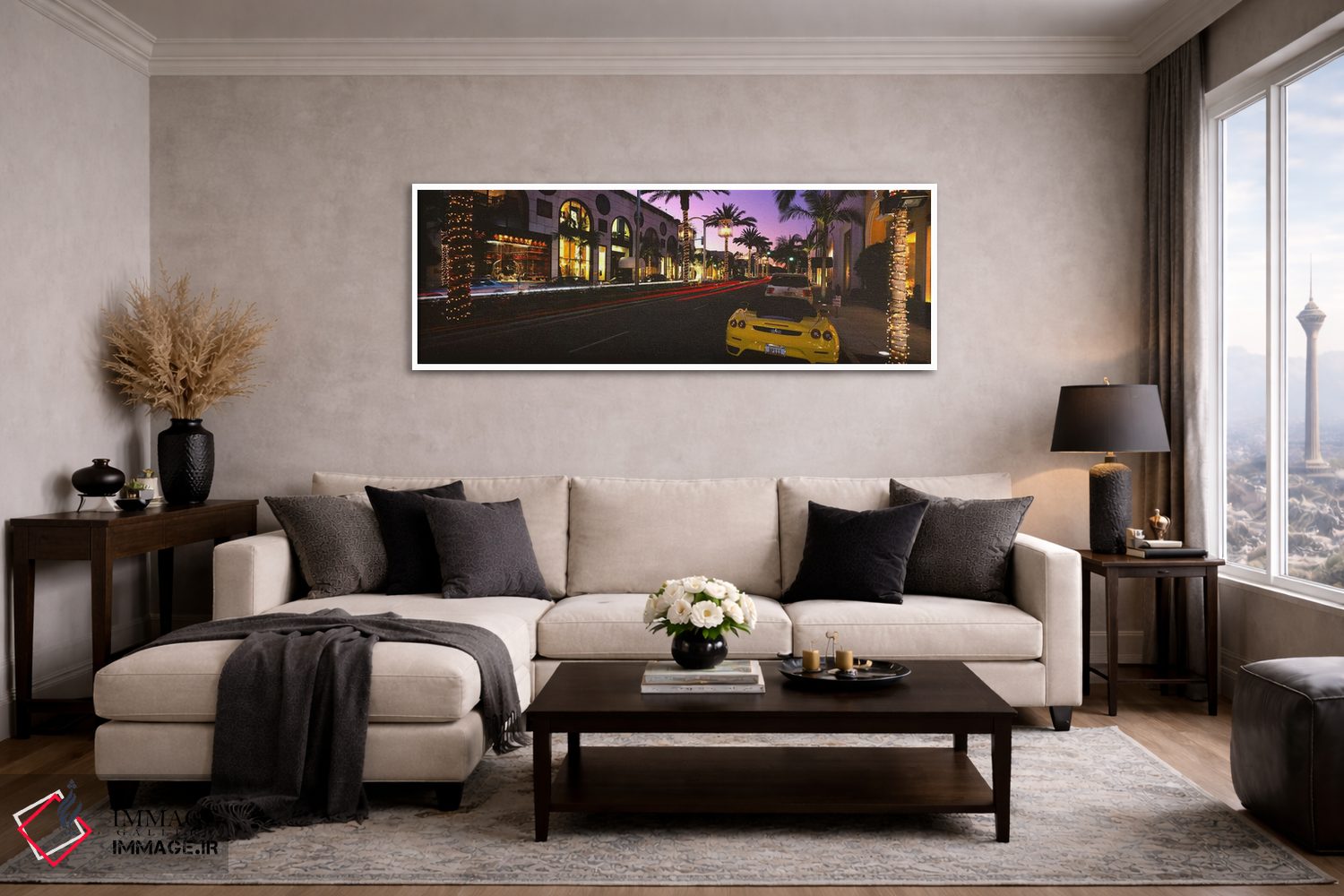 تابلو دکوراتیو City of Los Angeles, California, USA,خودروهای پارک شده… اثر پانورامیک ایمجز - D4W