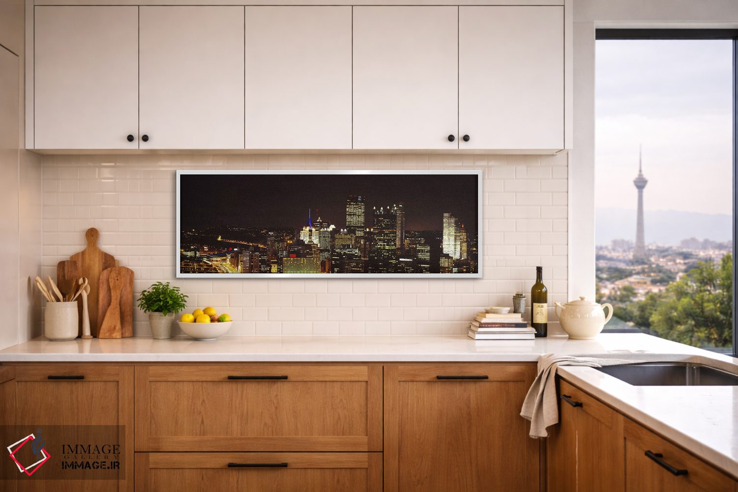 تابلو دکوراتیو USA,ساختمان های روشن در شب در شهر، پیتسبورگ، پنسیلوانیا… اثر پانورامیک ایمجز - D2W