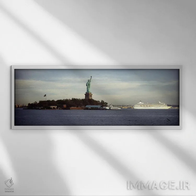 تابلو دکوراتیو Liberty Island, New York City, New York State, USA,مجسم… اثر پانورامیک ایمجز - نمای قابدار سفید