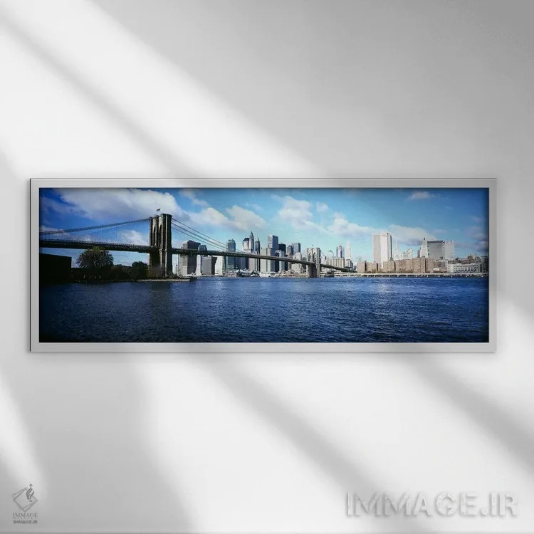 تابلو دکوراتیو Brooklyn Bridge, East River, Manhattan, New York City… اثر پانورامیک ایمجز - نمای قابدار سفید
