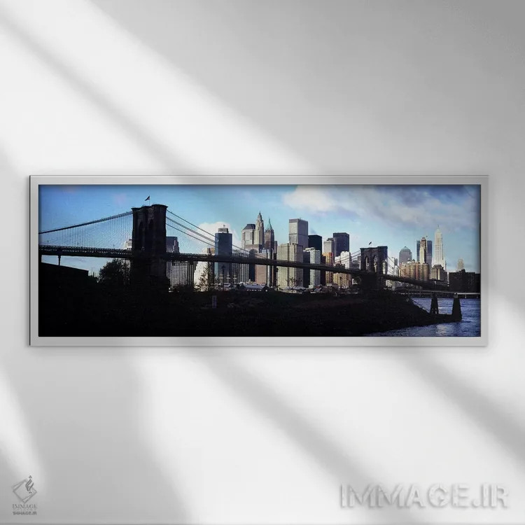 تابلو دکوراتیو Brooklyn Bridge, East River, Manhattan, New York City… اثر پانورامیک ایمجز - نمای قابدار سفید