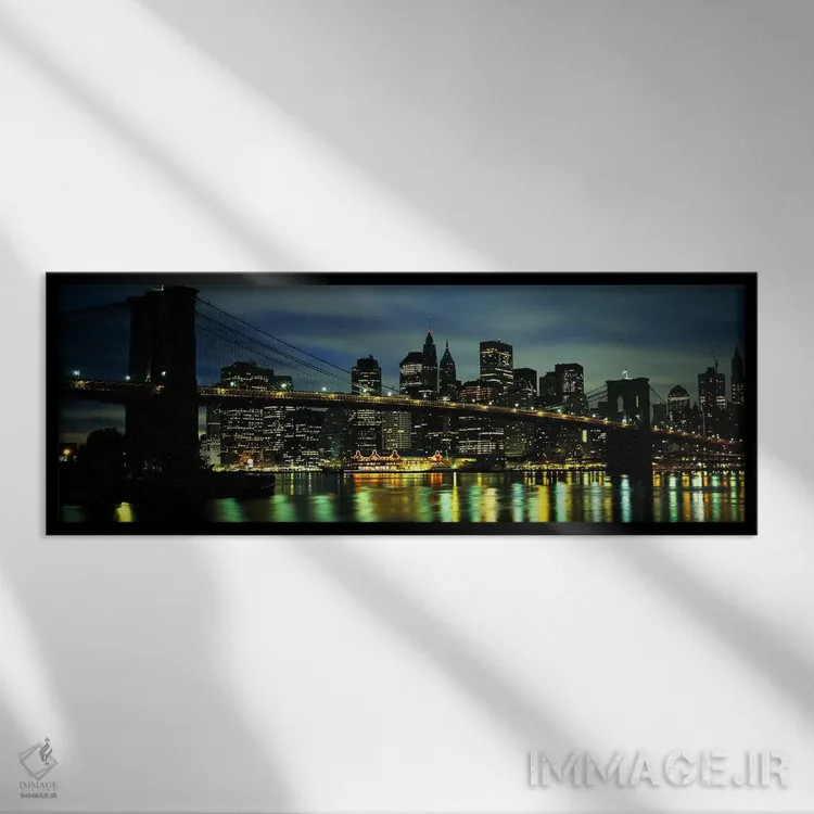 تابلو دکوراتیو New York City, New York, USA,پل بروکلین و منهتن جنوبی… اثر پانورامیک ایمجز - نمای قابدار مشکی