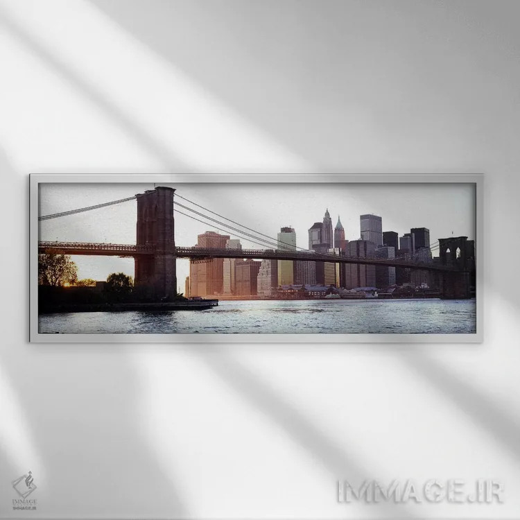 تابلو دکوراتیو Brooklyn Bridge, East River, Manhattan, New York City… اثر پانورامیک ایمجز - نمای قابدار سفید