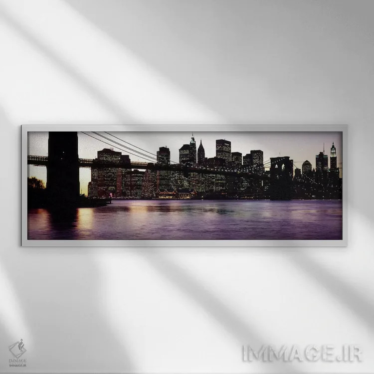 تابلو دکوراتیو Brooklyn Bridge, East River, Manhattan, New York City… اثر پانورامیک ایمجز - نمای قابدار سفید