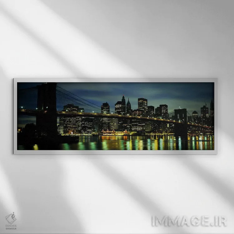 تابلو دکوراتیو New York City, New York, USA,پل بروکلین و منهتن جنوبی… اثر پانورامیک ایمجز - نمای قابدار سفید