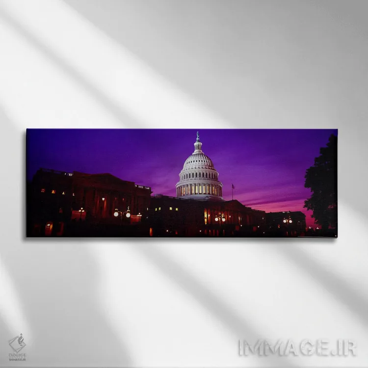 تابلو دکوراتیو Capitol Building, Washington DC, USA,نمای زاویه پایین ا… اثر پانورامیک ایمجز - نمای روبهرو روی دیوار