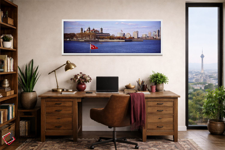 تابلو دکوراتیو Upper New York Bay,جزیره الیس، خلیج بالای نیویورک اثر پانورامیک ایمجز - D1W
