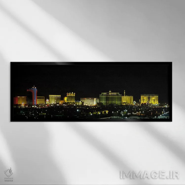 تابلو دکوراتیو Las Vegas, Nevada, USA #2,ساختمان های نورپردازی شده شبا… اثر پانورامیک ایمجز - نمای قابدار مشکی