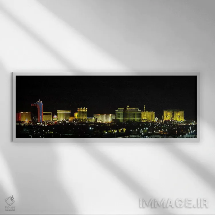 تابلو دکوراتیو Las Vegas, Nevada, USA #2,ساختمان های نورپردازی شده شبا… اثر پانورامیک ایمجز - نمای قابدار سفید