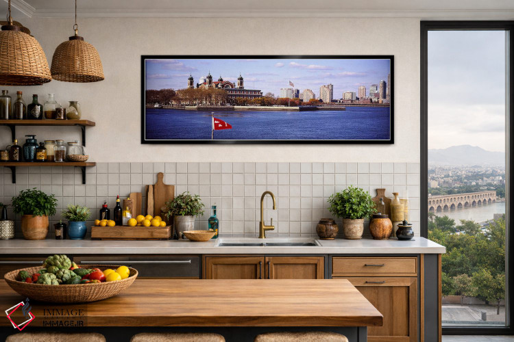 تابلو دکوراتیو Upper New York Bay,جزیره الیس، خلیج بالای نیویورک اثر پانورامیک ایمجز - D3B