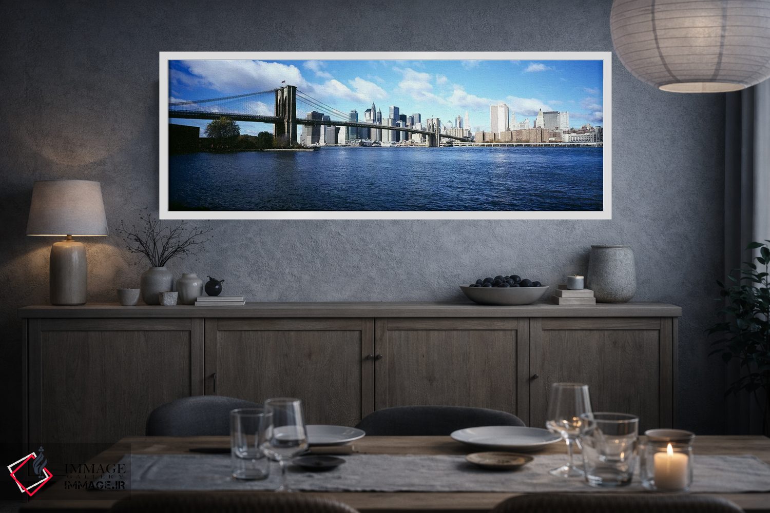 تابلو دکوراتیو Brooklyn Bridge, East River, Manhattan, New York City… اثر پانورامیک ایمجز - D3W