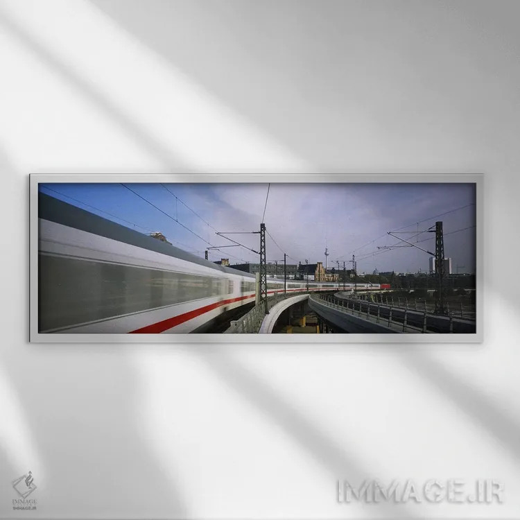 تابلو دکوراتیو Berlin, Germany,نمای حرکت محو از قطار تندرو، برلین، آلم… اثر پانورامیک ایمجز - نمای قابدار سفید
