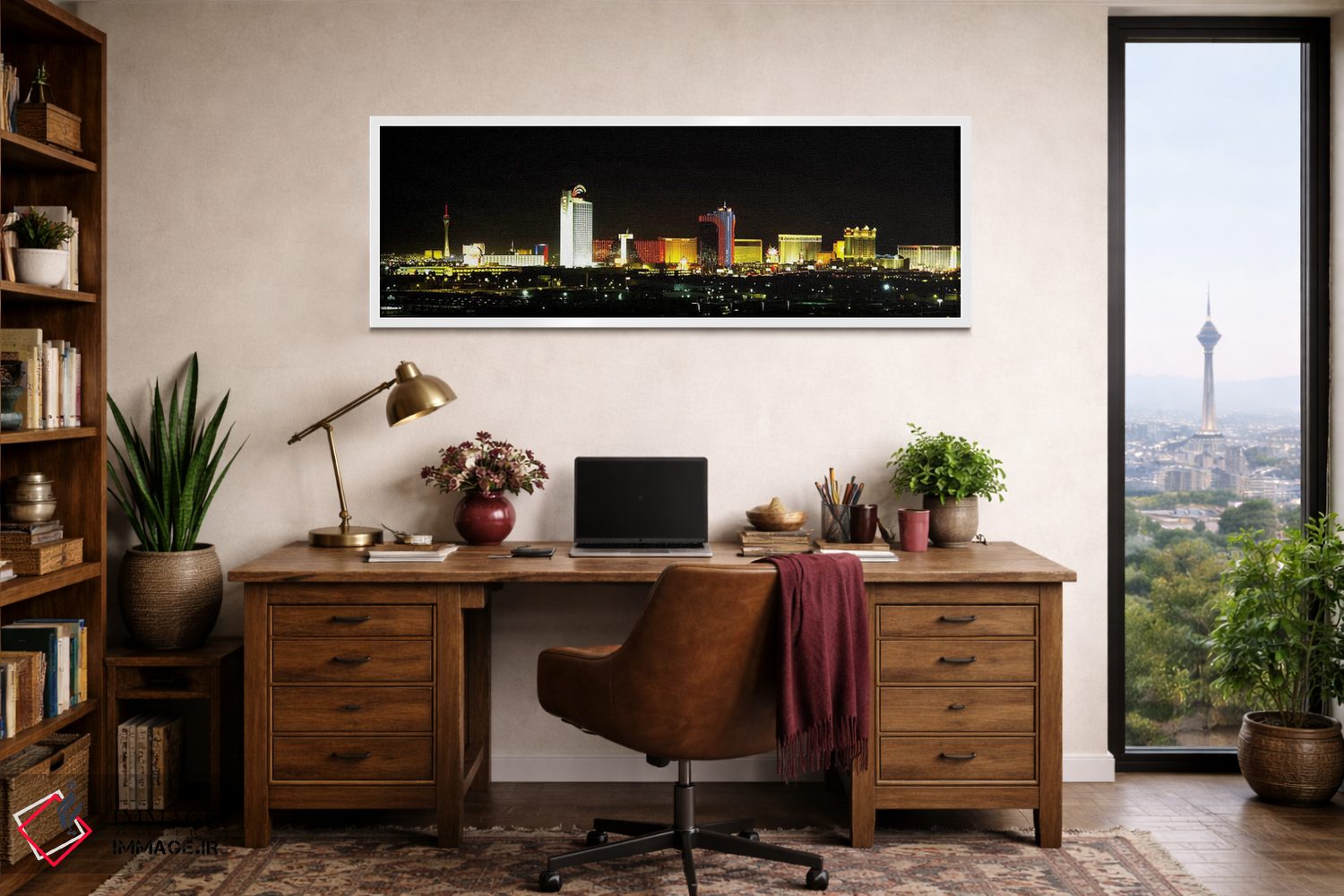 تابلو دکوراتیو Las Vegas, Nevada, USA,ساختمان های نورپردازی شده شبانه… اثر پانورامیک ایمجز - D1W