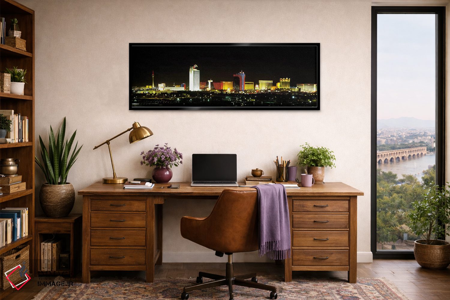 تابلو دکوراتیو Las Vegas, Nevada, USA,ساختمان های نورپردازی شده شبانه… اثر پانورامیک ایمجز - D2B