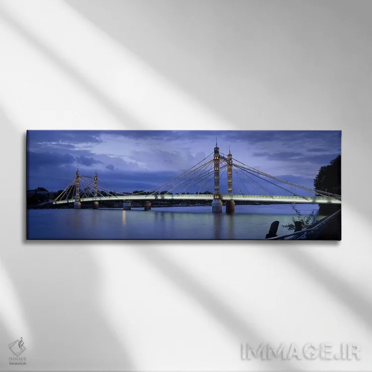 تابلو دکوراتیو Thames River, Albert Bridge, London, England,پل معلق رو… اثر پانورامیک ایمجز - نمای روبهرو روی دیوار