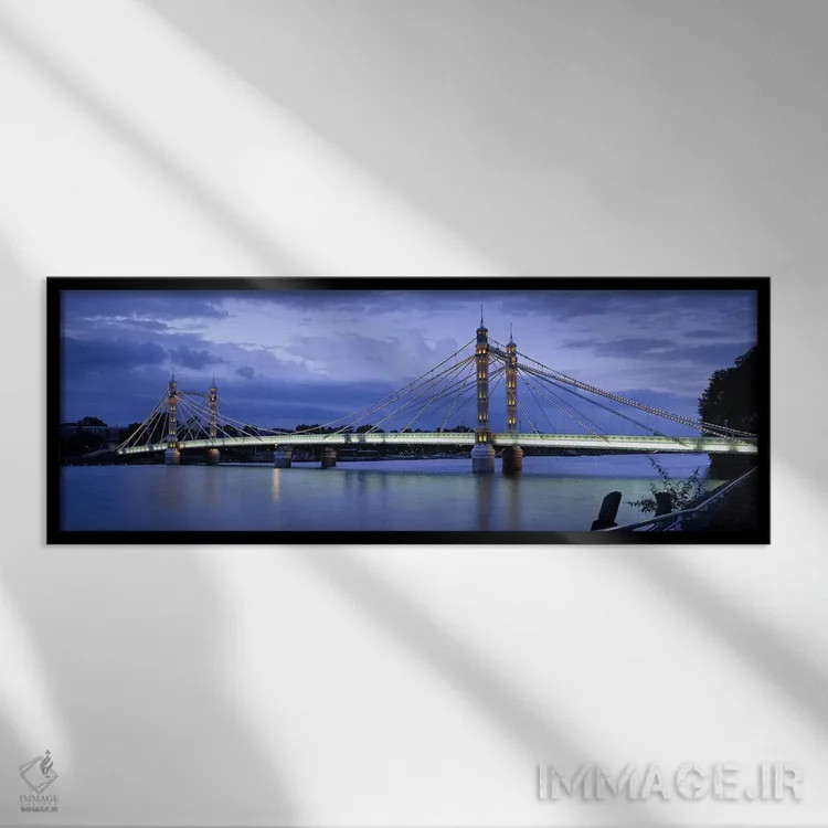 تابلو دکوراتیو Thames River, Albert Bridge, London, England,پل معلق رو… اثر پانورامیک ایمجز - نمای قابدار مشکی