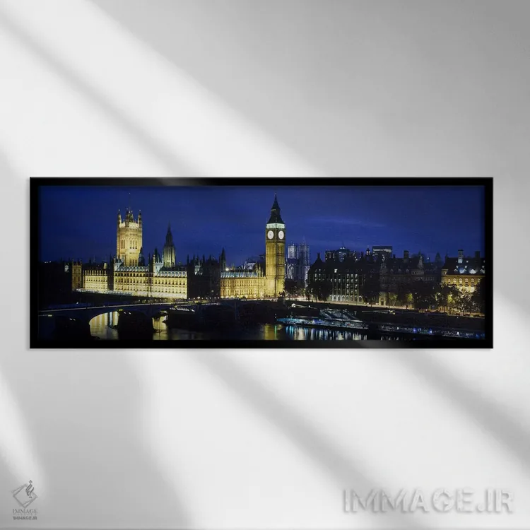 تابلو دکوراتیو Palace Of Westminster, London, England,نورپردازی شبانه… اثر پانورامیک ایمجز - نمای قابدار مشکی