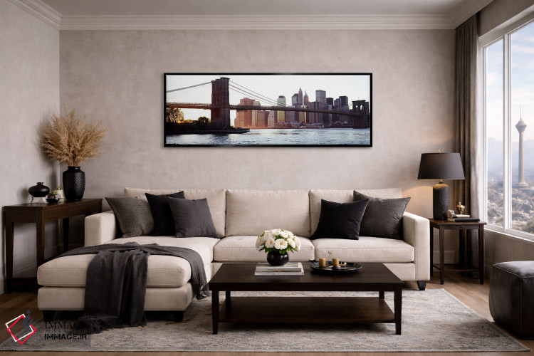تابلو دکوراتیو Brooklyn Bridge, East River, Manhattan, New York City… اثر پانورامیک ایمجز - D5B