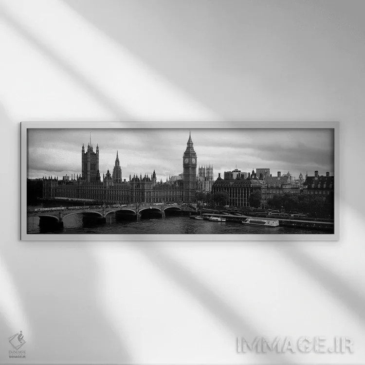 تابلو دکوراتیو Westminster Bridge, Big Ben, Houses of Parliament, City… اثر پانورامیک ایمجز - نمای قابدار سفید