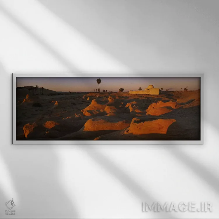 تابلو دکوراتیو Douz, Tunisia,مسجدی روی تپه، دوز، تونس اثر پانورامیک ایمجز - نمای قابدار سفید