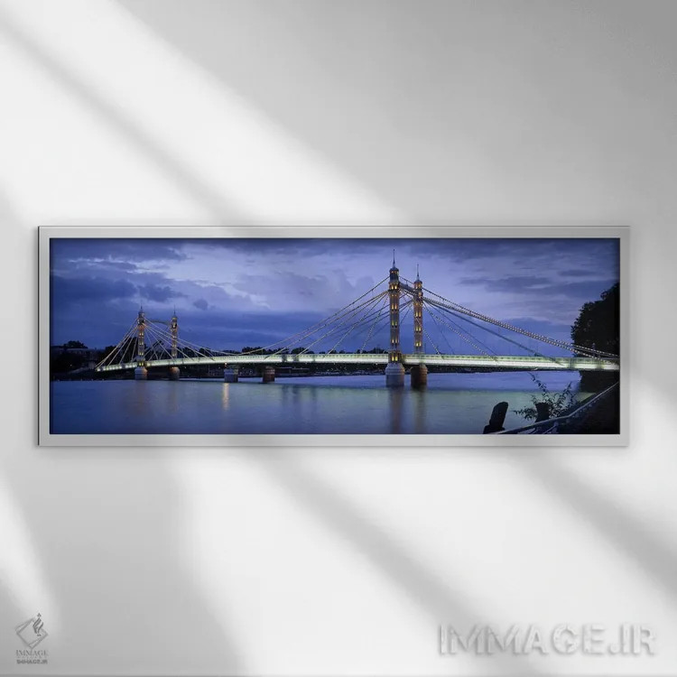 تابلو دکوراتیو Thames River, Albert Bridge, London, England,پل معلق رو… اثر پانورامیک ایمجز - نمای قابدار سفید