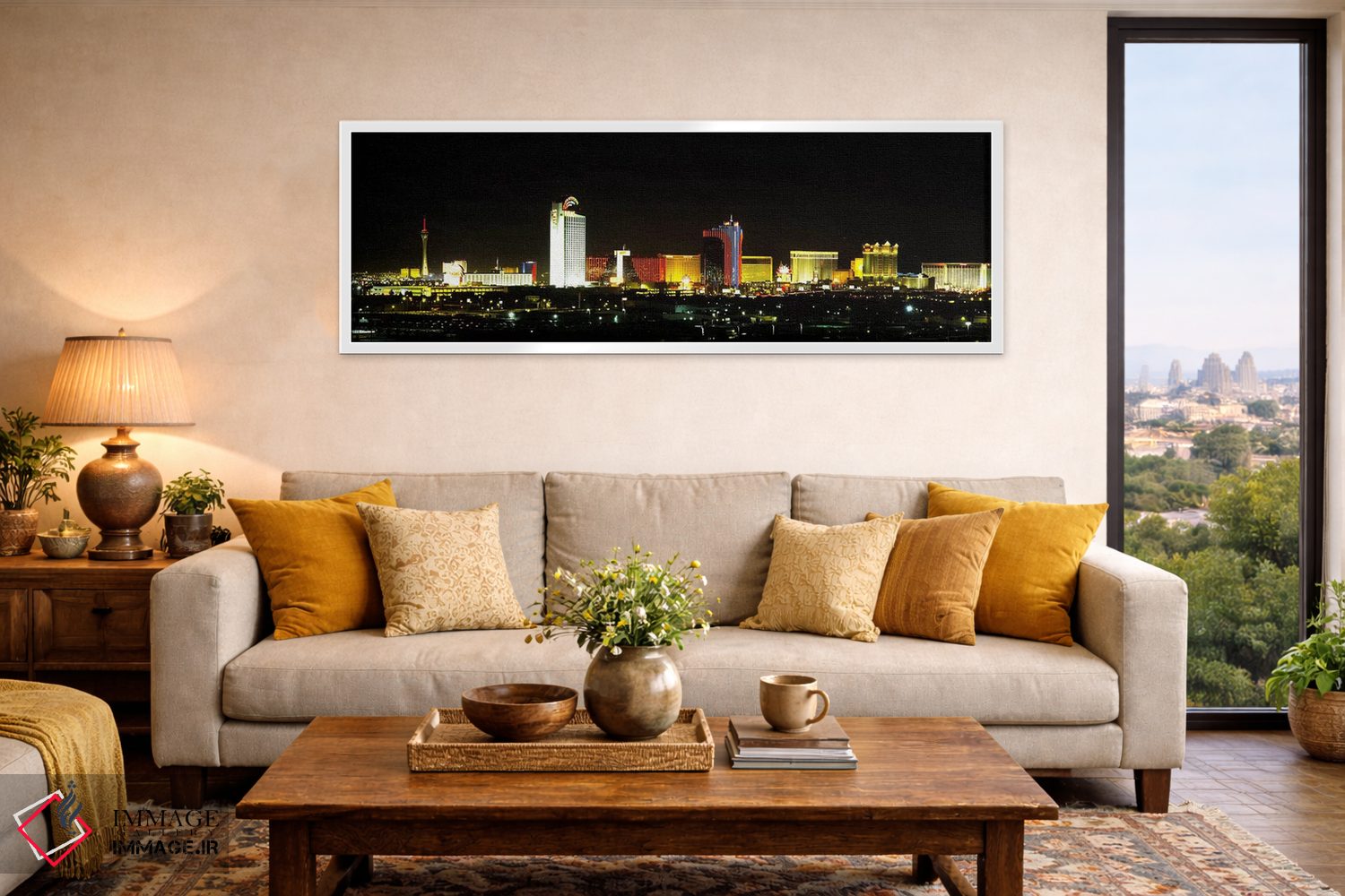 تابلو دکوراتیو Las Vegas, Nevada, USA,ساختمان های نورپردازی شده شبانه… اثر پانورامیک ایمجز - D4W