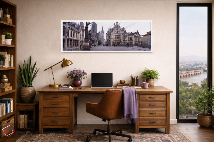 تابلو دکوراتیو St. Nicolas Church, Ghent, Belgium,گردشگران در حال قدم… اثر پانورامیک ایمجز - D1W