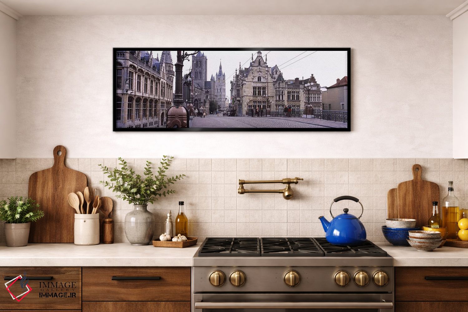 تابلو دکوراتیو St. Nicolas Church, Ghent, Belgium,گردشگران در حال قدم… اثر پانورامیک ایمجز - D2B