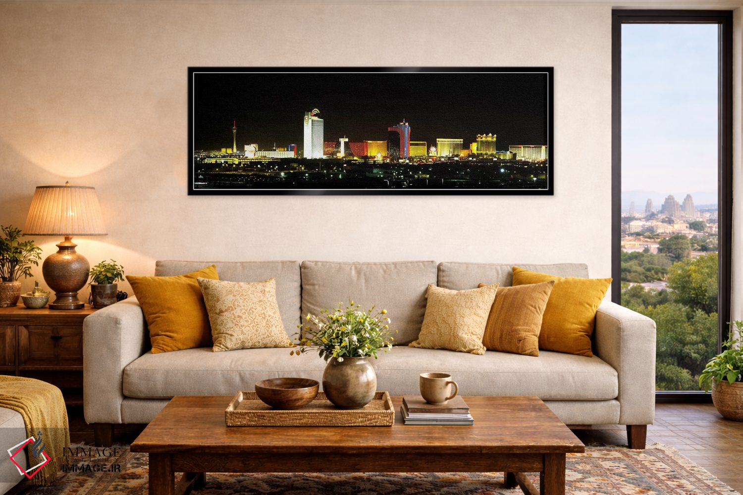 تابلو دکوراتیو Las Vegas, Nevada, USA,ساختمان های نورپردازی شده شبانه… اثر پانورامیک ایمجز - D6B