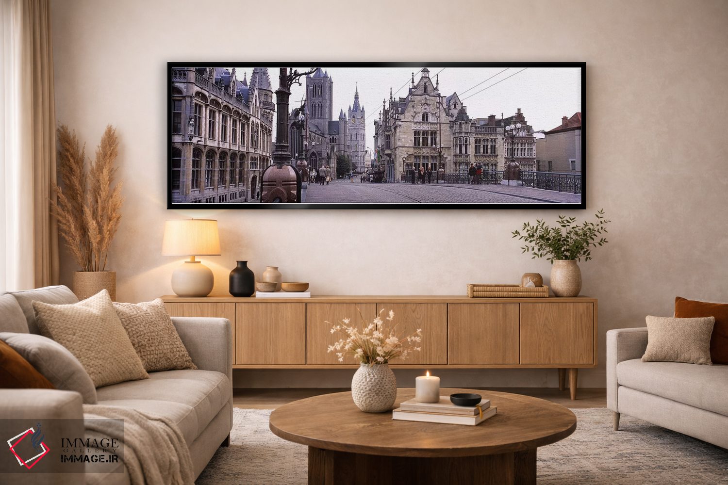 تابلو دکوراتیو St. Nicolas Church, Ghent, Belgium,گردشگران در حال قدم… اثر پانورامیک ایمجز - D5B