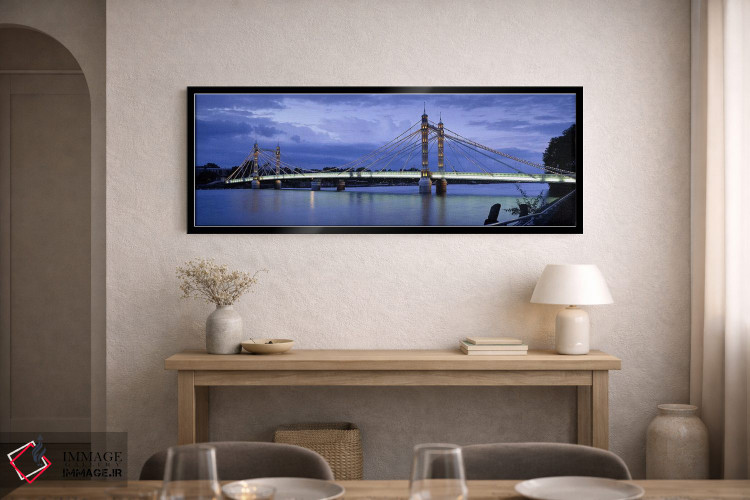 تابلو دکوراتیو Thames River, Albert Bridge, London, England,پل معلق رو… اثر پانورامیک ایمجز - D2B