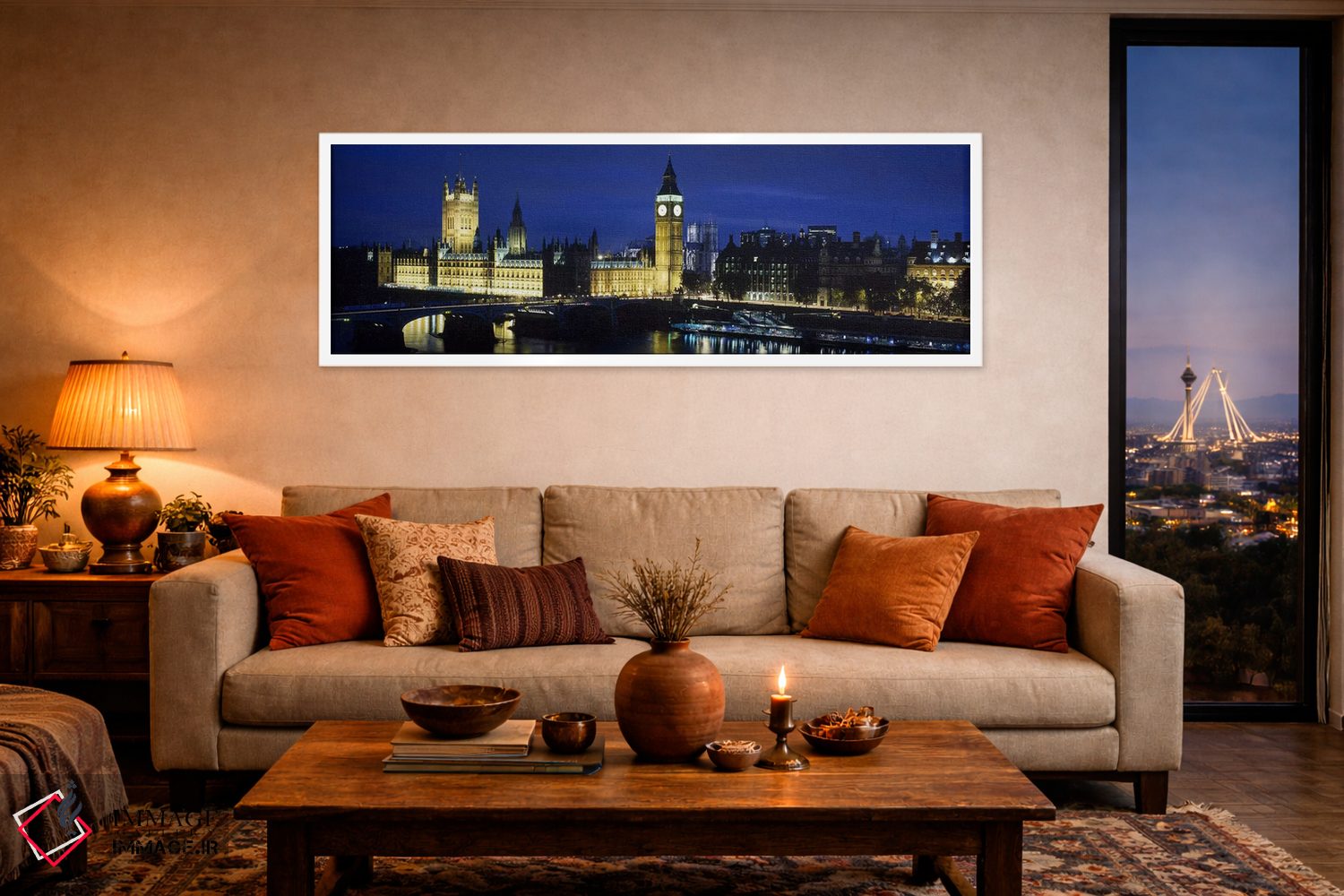تابلو دکوراتیو Palace Of Westminster, London, England,نورپردازی شبانه… اثر پانورامیک ایمجز - D4W