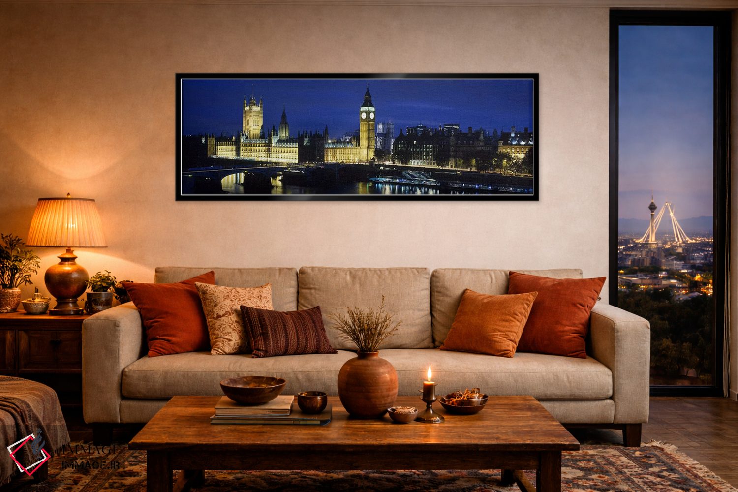 تابلو دکوراتیو Palace Of Westminster, London, England,نورپردازی شبانه… اثر پانورامیک ایمجز - D5B
