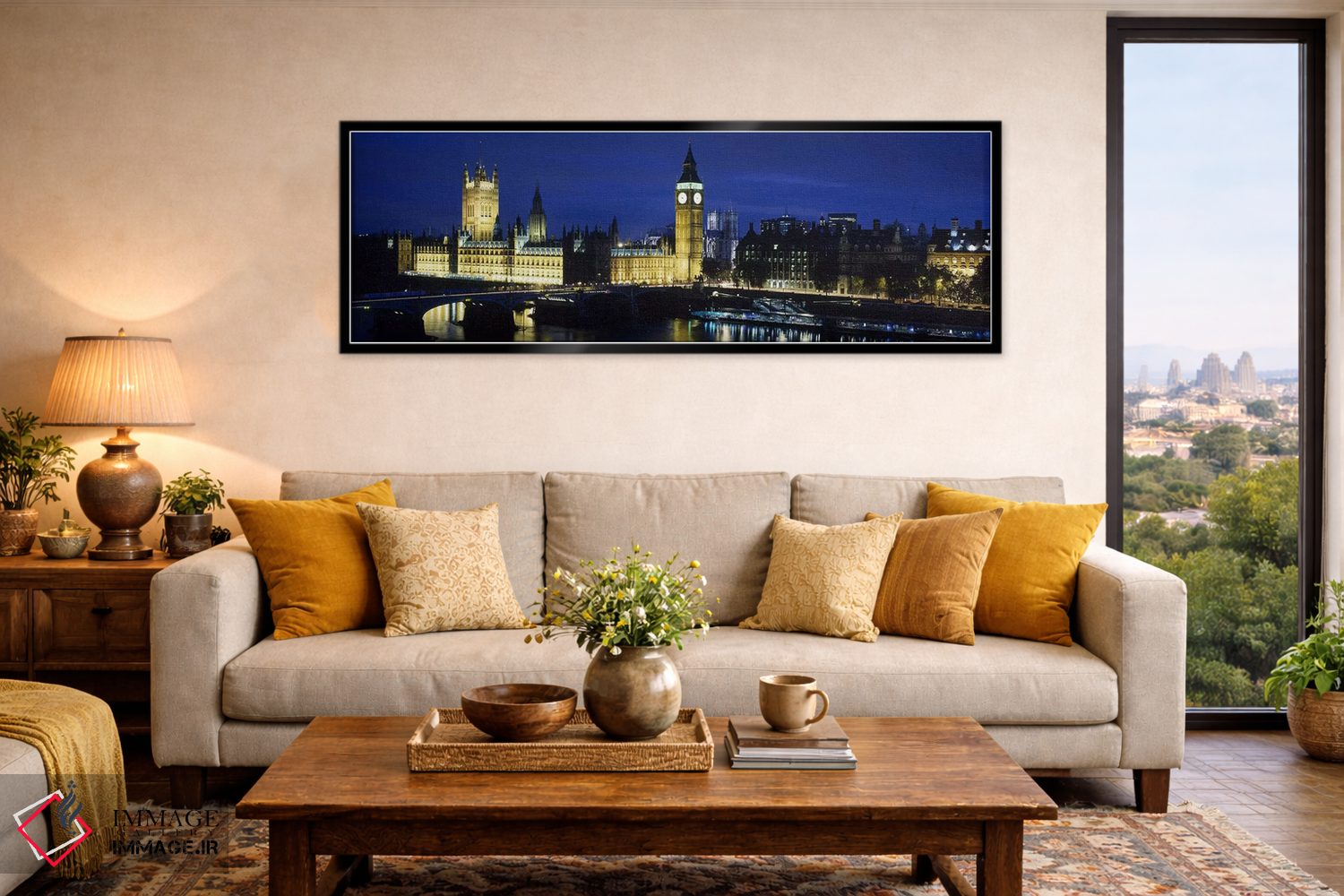 تابلو دکوراتیو Palace Of Westminster, London, England,نورپردازی شبانه… اثر پانورامیک ایمجز - D6B