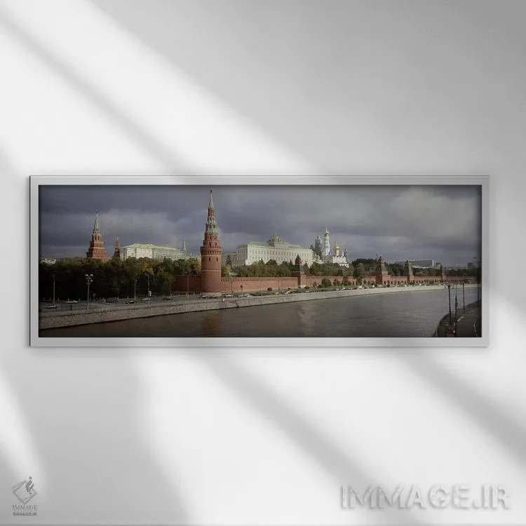 تابلو دکوراتیو Grand Kremlin Palace, Moskva River, Moscow, Russia,ساخت… اثر پانورامیک ایمجز - نمای قابدار سفید