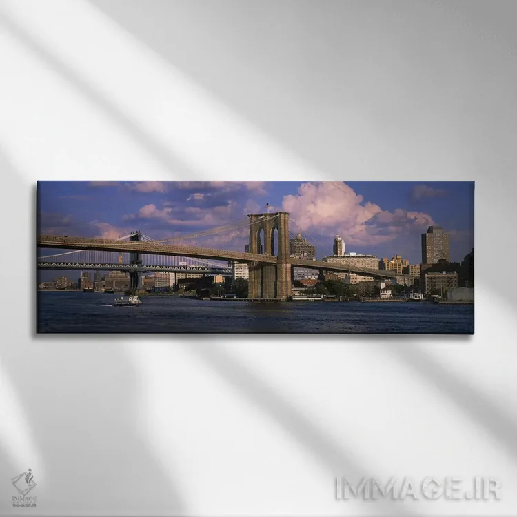 تابلو دکوراتیو East River, New York City, New York State, USA,قایق در… اثر پانورامیک ایمجز - نمای روبهرو روی دیوار