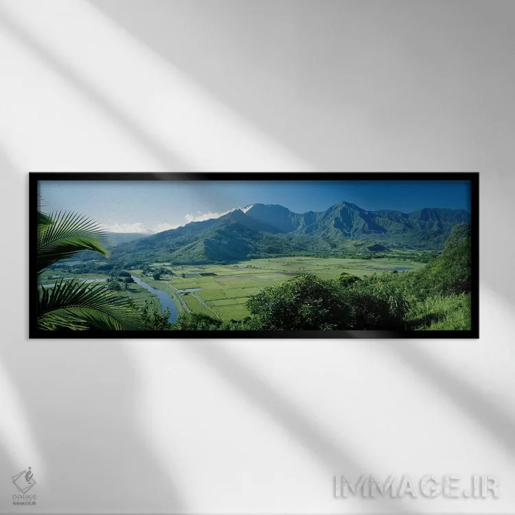 تابلو دکوراتیو Kauai, Hawaii, USA,دره هاناله از منظره گاه نزدیک پرینس… اثر پانورامیک ایمجز - نمای قابدار مشکی