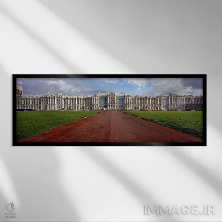 تابلو دکوراتیو Pushkin, St. Petersburg, Russia,جاده خاکی منتهی به کاخ… اثر پانورامیک ایمجز - نمای قابدار مشکی
