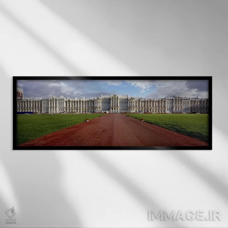 تابلو دکوراتیو Pushkin, St. Petersburg, Russia,جاده خاکی منتهی به کاخ… اثر پانورامیک ایمجز - نمای قابدار مشکی